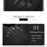 Dinnerware Set Matte Black Knife Fork Dessert Spoon Tableware Cutlery Set Stainless Steel Silverware Flatware Kitchen Dinner Set - Image 24