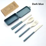 4Pcs Portable Tableware Set Wheat Straw Dinnerware Detachable Cutlery Travel Tableware Picnic Dinnerware Set Camping Cutlery Set - Image 8