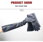 Multiple Colors 50cm Long Leather Gloves, Sheepskin Women's Leather Gloves, Warm Women's Winter Gloves, Simple Women's Gloves-22 - Image 34