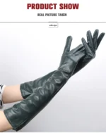 Multiple Colors 50cm Long Leather Gloves, Sheepskin Women's Leather Gloves, Warm Women's Winter Gloves, Simple Women's Gloves-22 - Image 30