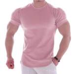 Men Summer T Shirts High Elastic Slim Fit Tshirt Men Quick-drying Curved Hem Mens T-Shirts Solid Color 3XL - Image 2