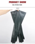 Multiple Colors 50cm Long Leather Gloves, Sheepskin Women's Leather Gloves, Warm Women's Winter Gloves, Simple Women's Gloves-22 - Image 31