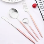 Dinnerware Pink Silver Silverware Cutlery Set Stainless Steel Luxury Flatware Home Fork Spoon Knife Kitchen Dinner Set Drop ship - Image 4