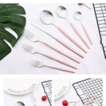 Dinnerware Pink Silver Silverware Cutlery Set Stainless Steel Luxury Flatware Home Fork Spoon Knife Kitchen Dinner Set Drop ship - Image 22