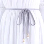 ladies pearl knitted Braided belts for women Twist weaving waist knot rope female cotton string strap - Image 2