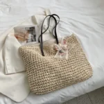Women Handbag Summer Beach Bag Rattan Woven Handmade Knitted Straw Large Capacity Totes Leather Women Shoulder Bag Bohemia New - Image 7