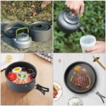 Outdoor camping cookware set aluminum non stick pot portable outdoor tableware cookware cooking pot bowl hiking BBQ picnic - Image 16