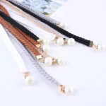 ladies pearl knitted Braided belts for women Twist weaving waist knot rope female cotton string strap - Image 3