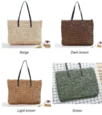 Women Handbag Summer Beach Bag Rattan Woven Handmade Knitted Straw Large Capacity Totes Leather Women Shoulder Bag Bohemia New - Image 21