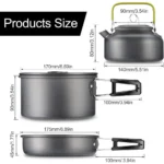 Outdoor camping cookware set aluminum non stick pot portable outdoor tableware cookware cooking pot bowl hiking BBQ picnic - Image 13