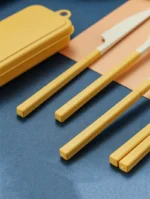 4Pcs Portable Tableware Set Wheat Straw Dinnerware Detachable Cutlery Travel Tableware Picnic Dinnerware Set Camping Cutlery Set - Image 18