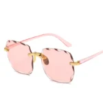 3PCS Square Rimless Sunglasses Women Luxury Brand Designer Summer Red Glasses Fashion Sun glasses For Men UV400 Shades Oculos - Image 6
