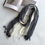 Fashion Men's Cotton And Linen Striped Brown Scarf  Long Shawl Japanese Unisex Style Fashion Scarves - Image 7