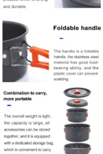 Widesea Camping Outdoor Cookware Set Tableware Cooking Cutlery Utensils Hiking Picnic Travel Equipment Tourist Cooker Fishing - Image 15