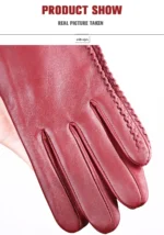 Simple leather gloves women,colored genuine women's leather gloves,women's genuine leather gloves,sheepskin women's gloves -2225 - Image 22
