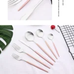 Dinnerware Pink Silver Silverware Cutlery Set Stainless Steel Luxury Flatware Home Fork Spoon Knife Kitchen Dinner Set Drop ship - Image 25