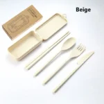 4Pcs Portable Tableware Set Wheat Straw Dinnerware Detachable Cutlery Travel Tableware Picnic Dinnerware Set Camping Cutlery Set - Image 11