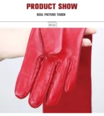 Multiple Colors 50cm Long Leather Gloves, Sheepskin Women's Leather Gloves, Warm Women's Winter Gloves, Simple Women's Gloves-22 - Image 50