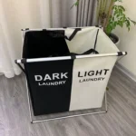Dirty Clothes Storage Basket Three Grids Organizer Foldable Large Laundry Basket Waterproof Home Laundry Basket - Image 10