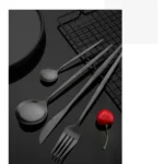 Dinnerware Set Matte Black Knife Fork Dessert Spoon Tableware Cutlery Set Stainless Steel Silverware Flatware Kitchen Dinner Set - Image 22