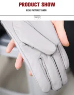 Multiple Colors 50cm Long Leather Gloves, Sheepskin Women's Leather Gloves, Warm Women's Winter Gloves, Simple Women's Gloves-22 - Image 43