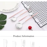 Dinnerware Pink Silver Silverware Cutlery Set Stainless Steel Luxury Flatware Home Fork Spoon Knife Kitchen Dinner Set Drop ship - Image 17