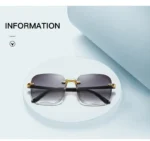 3PCS Square Rimless Sunglasses Women Luxury Brand Designer Summer Red Glasses Fashion Sun glasses For Men UV400 Shades Oculos - Image 11