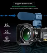 Video Camera 4K Digital Camcorder Professional, Ordro AC3 YouTube Blogger Vlog Cameras Filmadora with Microphone 64GB SD Card - Image 6