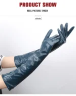Multiple Colors 50cm Long Leather Gloves, Sheepskin Women's Leather Gloves, Warm Women's Winter Gloves, Simple Women's Gloves-22 - Image 26
