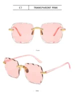 3PCS Square Rimless Sunglasses Women Luxury Brand Designer Summer Red Glasses Fashion Sun glasses For Men UV400 Shades Oculos - Image 25