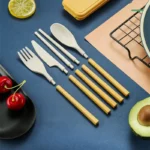 4Pcs Portable Tableware Set Wheat Straw Dinnerware Detachable Cutlery Travel Tableware Picnic Dinnerware Set Camping Cutlery Set - Image 17