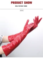 Multiple Colors 50cm Long Leather Gloves, Sheepskin Women's Leather Gloves, Warm Women's Winter Gloves, Simple Women's Gloves-22 - Image 45