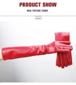 Multiple Colors 50cm Long Leather Gloves, Sheepskin Women's Leather Gloves, Warm Women's Winter Gloves, Simple Women's Gloves-22 - Image 47