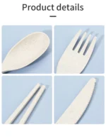 4Pcs Portable Tableware Set Wheat Straw Dinnerware Detachable Cutlery Travel Tableware Picnic Dinnerware Set Camping Cutlery Set - Image 22