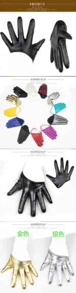 WarBLade New Design Sexy Leather Gloves For Women Half Palm PU Leather Gloves Dancing Party Show Gloves Black Mittens - Image 16