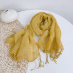 2024 Retro Solid Color Linen scarf Women's Spring And Summer Breathable Linen Cotton Scarves - Image 8