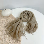 2024 Retro Solid Color Linen scarf Women's Spring And Summer Breathable Linen Cotton Scarves - Image 17