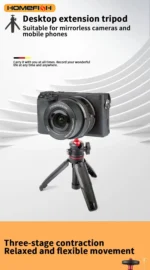 Portable extendable tripod for DSLR cameras, mobile phones, and desktops. Handle for live streaming. - Image 8