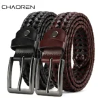 CHAOREN Leather Braided Belts for Mens Casual Woven Leather Belt for Dress Pants