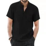 Men's Short Sleeve T-shirt Cotton and Linen Casual Men T-shirts Solid Color Summer Shirt Male Cozy Breathable - Image 3