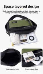 Fashion Men Crossbody Bag Single Shoulder Bags Big Capacity Storage Bag Multi-Pockets Business Crossbody Bags for Work Traveling - Image 12