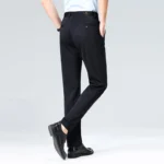 High-stretch fabric men's business trousers suitable for all seasons, featuring an elastic waistband and classic office/work for - Image 5
