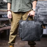 Genuine Leather Men's Brifecase 15 Inch Laptop Bags Simple Cowhide HandBag Vegetable-tanned Leather Fashion Casual Style - Image 12
