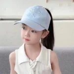 Kids Baseball Caps  Children Love Embroidery Breathable High Ponytail Baseball Caps Adjustable Summer UV Protection Snapback Hat - Image 9