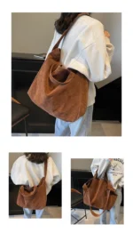 Women's Tote Bags 2025 New Fashion Suede Vintage Large Shoulder Crossbody Bag for Woman Korean Female Student Bookbag Handbags - Image 20