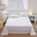 One Single Bed Sheet (Excluding Pillowcases and Pillow Inserts) Made of Washed Material, Pure White, Suitable for Hotels, Guesthouses, and Home Use for Single or Double Beds - Image 6