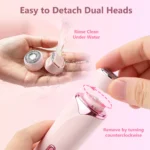 Electric Shaver for Women Waterproof Wet & Dry Hair Razors 2 in 1 Double Head Portable Bikini Hair Trimmer Detachable Head Shave - Image 22