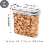 Cereal Containers Storage Set of 2/3/4  （2.5L 84oz）, Airtight Food Storage Containers for Kitchen & Pantry Organization, Cereal - Image 2