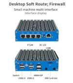 N100 Intel Celeron J5005 J6412 Fanless Mini PC 4*I226-V 2.5G LAN 1COM DP HDMI pfSense Soft Router Pokect Computer  Win11