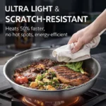 10”/11”/12” Tri-Ply Stainless Steel Frying Pan 3-layer Kitchen Cooking pans Fast Heating Chef's pan with Ergonomic Handles - Image 3